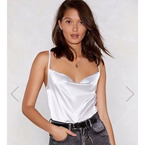 Silver Satin tank. Nasty Gal.